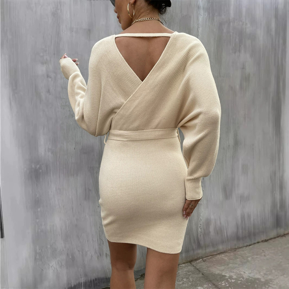 Forever 21 Solid Color Knit Pullover Open Back Tie Dress - Picture 3 of 6